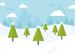 自然圣诞树可爱儿童风冬季主题展板手绘背景素材高清图片