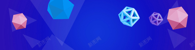 蓝色梦幻三维多边形海报banner背景背景