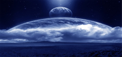 浅蓝色系光影星球大气层海报背景高清图片