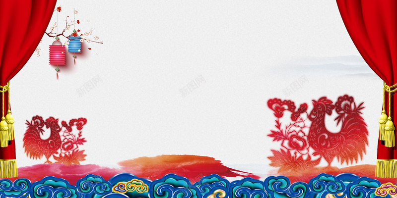 鸡年新春背景素材jpg设计背景_新图网 https://ixintu.com 鸡年 海报 背景 矢量 2017 新年 新春 帷幕 红色