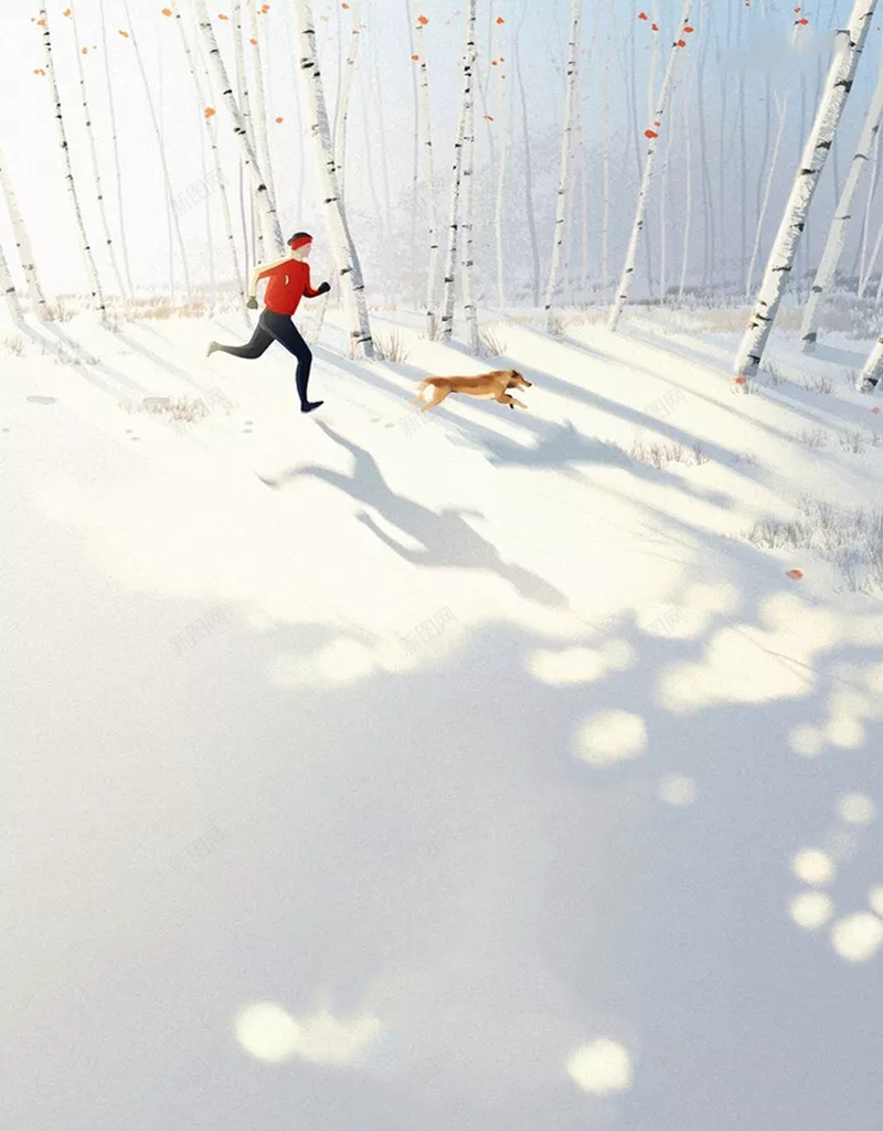 雪地上的追逐海报设计psd设计背景_新图网 https://ixintu.com 雪地 追逐 宠物 奔跑 白色 冬季 树木 欢快 光秃秃 卡通