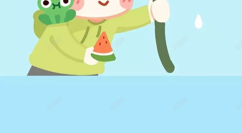 小男孩躲雨蓝色清新卡通背景背景图片免费下载 素材m Dhijopdlf 新图网