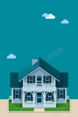 高级住宅别墅蓝色灰色矢量房产宣传背景背景