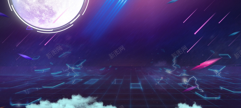 深色夜空Banner背景psd设计背景_新图网 https://ixintu.com 夜空 星空 夜色 圆月 海报banner 星云 星海 星际 科技 科幻 商务