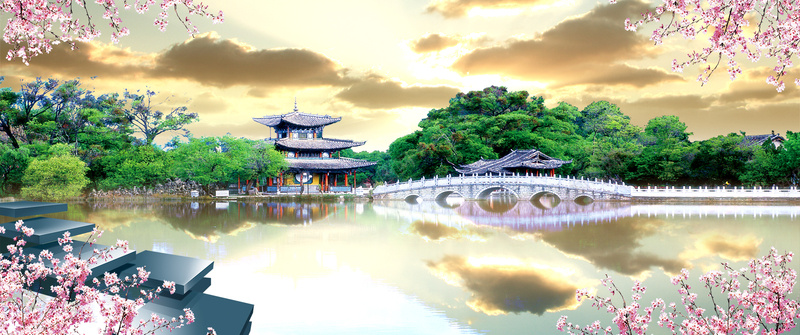 樱花节psd设计背景_新图网 https://ixintu.com 公园 湖 旅游 樱花节 樱花 海报banner 浪漫 梦幻