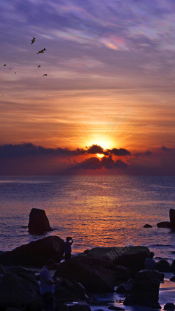 日落海岸装饰画海滩高清图片