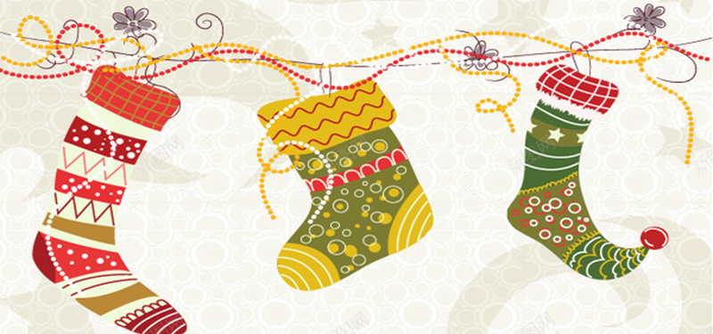 卡通袜子背景jpg设计背景_新图网 https://ixintu.com 圣诞节 卡通 可爱 圆形 袜子 海报banner 童趣 手绘
