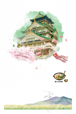 日本旅游风光日本大阪旅游风光宣传海报背景素材高清图片