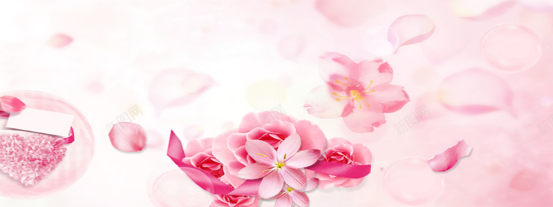 浪漫粉色花朵海报背景
