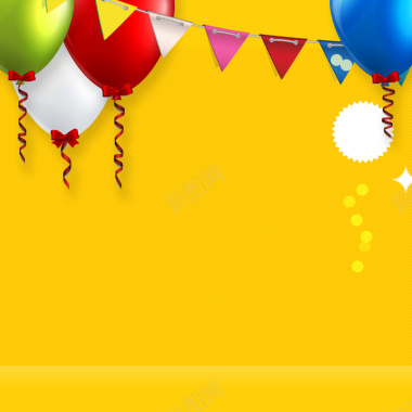 黄色节日喜庆彩旗气球背景背景