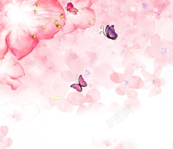 粉色樱花背景海报素材背景