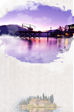 新西兰海报冬季旅游紫色唯美风景宣传背景高清图片
