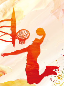 剪影新人红色剪影篮球社团招新海报背景素材高清图片