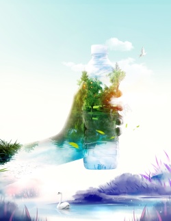 喝水水瓶纯净水唯美大气矿泉水海报背景高清图片
