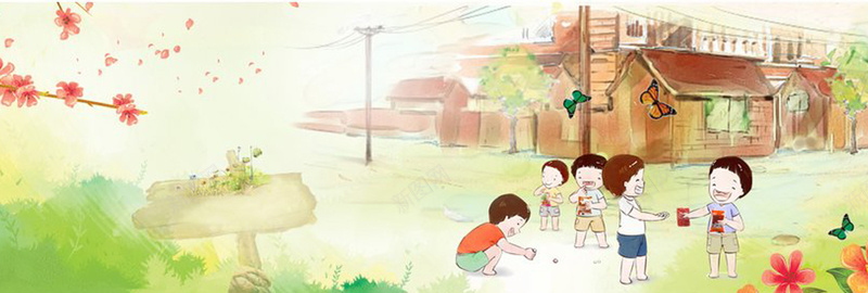 卡通背景jpg设计背景_新图网 https://ixintu.com 人物树 海报banner 卡通 童趣 手绘