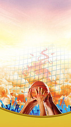 多彩手绘兄弟篮球背景图背景