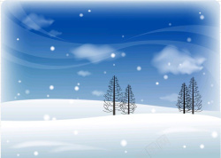 树俯视蓝天白云雪景插画海报背景素材高清图片