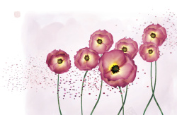 粉红色花海手绘花背景海报素材高清图片