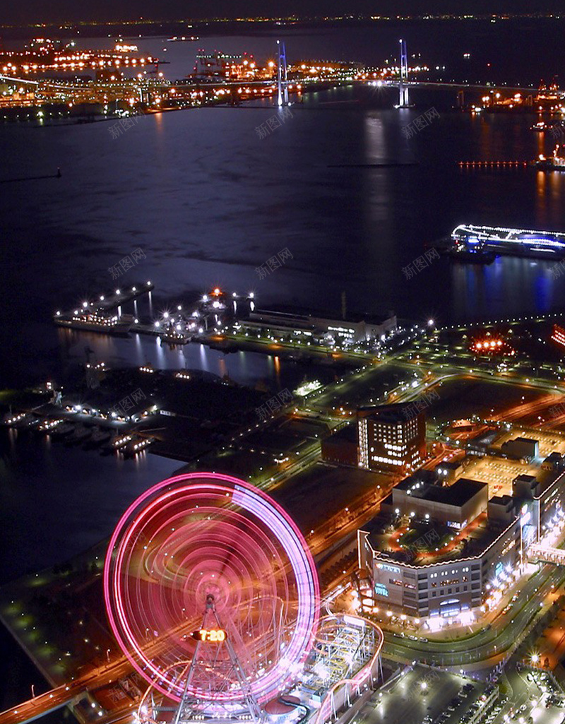 日本城市夜景素材jpg设计背景_新图网 https://ixintu.com 摩天轮 海边城市 夜景 风景 灯光 H5素材 开心 快乐 摄影