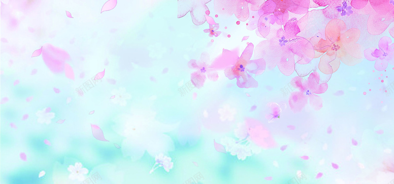 夏日粉蓝小清新海报banner背景psd设计背景_新图网 https://ixintu.com 夏日 手绘 粉色 花朵 蓝色 小清新 樱花 文艺 浪漫 梦幻 海报banner