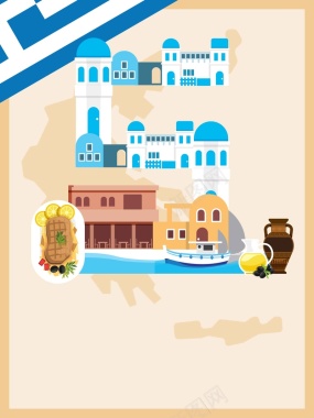 希腊旅游海报设计背景模板背景