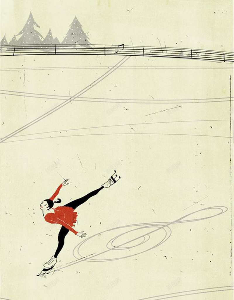 溜冰宣传海报设计psd设计背景_新图网 https://ixintu.com 宣传 文艺 比赛 溜冰 艺术 冬季 舞蹈 个性 手绘 冬季运动会
