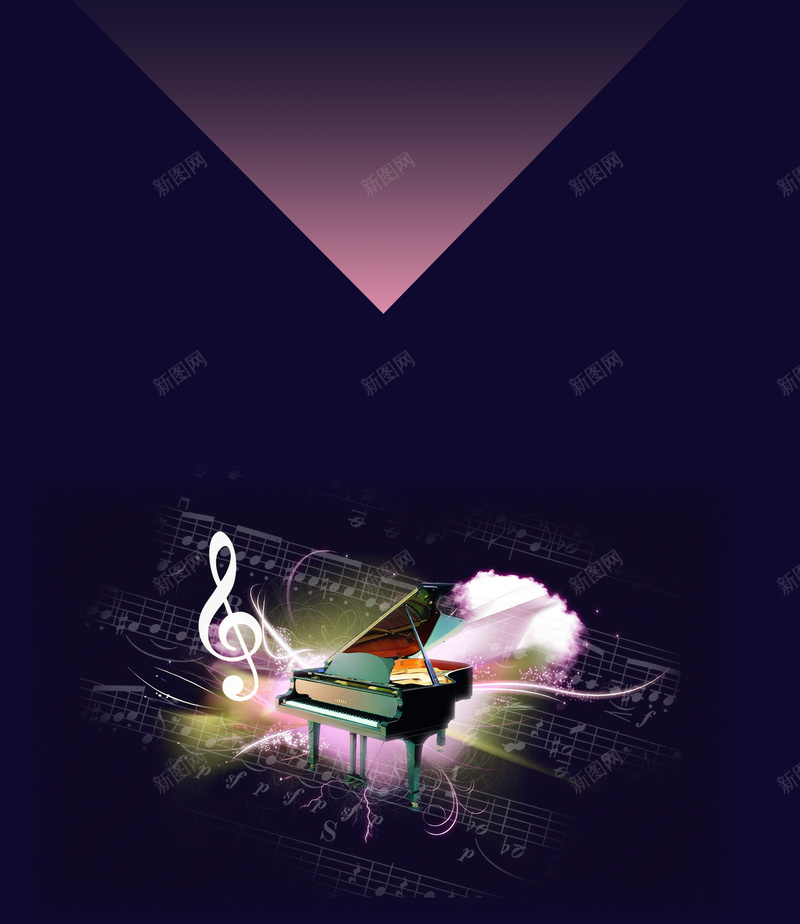 钢琴音乐会广告海报psd设计背景_新图网 https://ixintu.com 钢琴 乐器 乐符 紫色 浪漫 梦幻 艺术