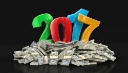 绿色的货币创意商务迎新年背景高清图片