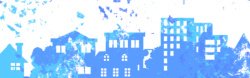 建筑蓝色背景手绘油画斑驳城市剪影背景图高清图片