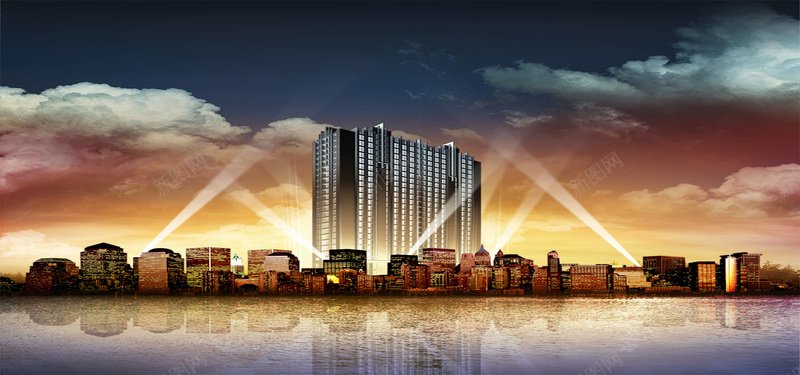 建筑城市房地产商务紫色淘宝海报背景背景