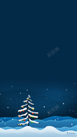 圣诞树上的雪花雪地上的圣诞树H5背景高清图片