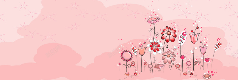 粉红色花朵卡通背景图eps设计背景_新图网 https://ixintu.com 花朵 粉红 卡通 可爱 海报banner 童趣 手绘