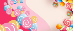 彩色糖果甜甜手推车零食糖果彩色扁平背景高清图片