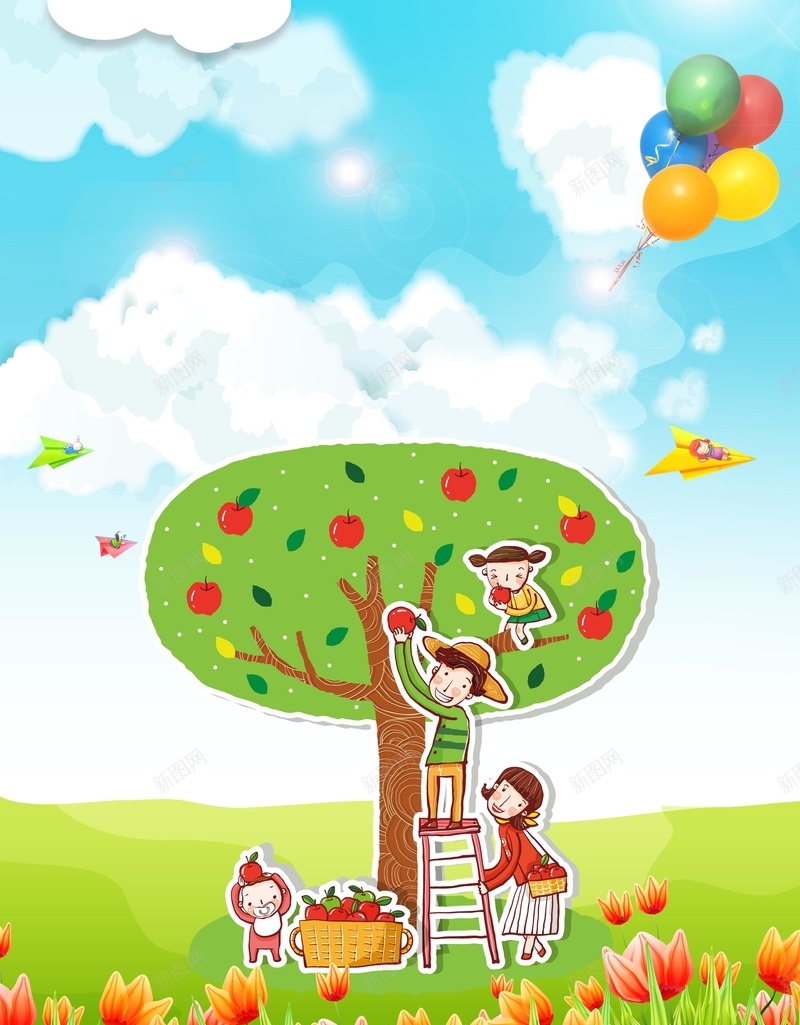 儿童梦想psd设计背景_新图网 https://ixintu.com 儿童节 六一 卡通 希望 梦想 成长 大树 童趣 手绘