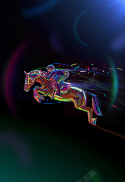 跃起的马跃起的马与骑士矢量海报背景素材高清图片