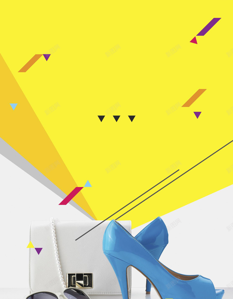 简约线条背景广告背景jpg设计背景_新图网 https://ixintu.com 线条素材 黄色背景 高跟鞋 简约 线条 几何图形 眼镜 广告背景
