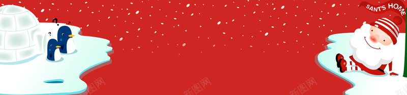 圣诞节bannerpsd设计背景_新图网 https://ixintu.com 圣诞老人 圣诞节 企鹅 红色 雪花 卡通 童趣 手绘
