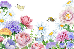 彩绘蜜蜂矢量图花朵蜜蜂彩绘背景素材高清图片