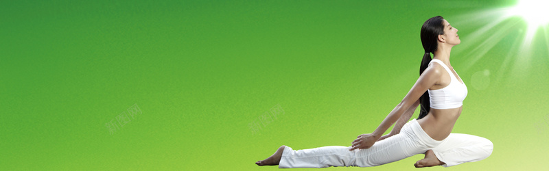 瑜伽少女背景jpg设计背景_新图网 https://ixintu.com 绿色背景 阳光 海报banner 练瑜珈的少女