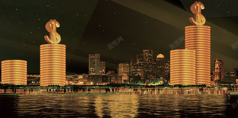 创意价值金币城市夜景H5背景素材psd设计背景_新图网 https://ixintu.com 创意 商务 城市 金币 金融 促销海报 实现价值 夜景H5背景素材