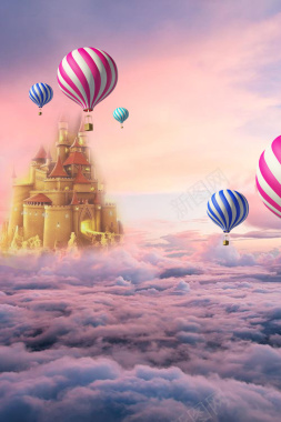 气球云层城堡背景背景