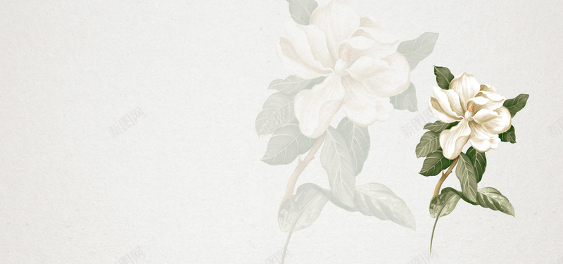 素白花朵质感纹理清新文艺手绘淘宝背景背景