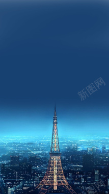 东京铁塔建筑风光背景