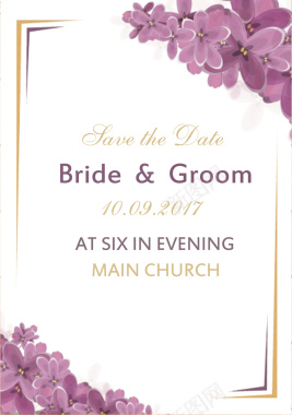 紫色花朵图案婚礼邀请函背景背景