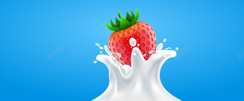 动感新鲜草莓背景jpg设计背景_新图网 https://ixintu.com 草莓 牛奶 海报banner 卡通 童趣 手绘