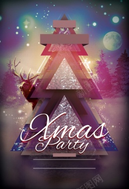 国外欧美几何风圣诞节狂欢派对海报模板背景