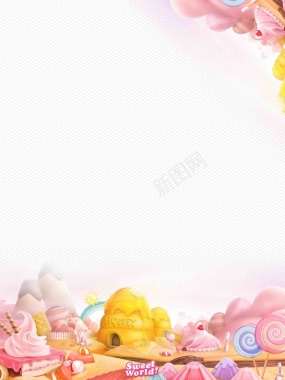 61儿童节甜品店活动海报背景模板背景