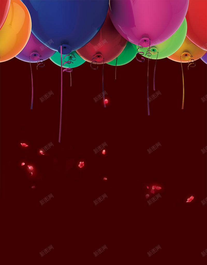 狂欢气球H5图jpg设计背景_新图网 https://ixintu.com 狂欢 激情 红色 生日快乐 庆祝 彩带 狂欢气球H5素材