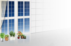 阳台植物摆件家居盆景PSD背景素材高清图片