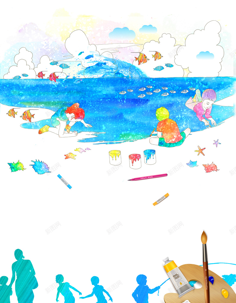 幼儿园学前班招生海报psd设计背景_新图网 https://ixintu.com 幼儿园 兴趣班 手绘 气球 彩带 白色 卡通 童趣
